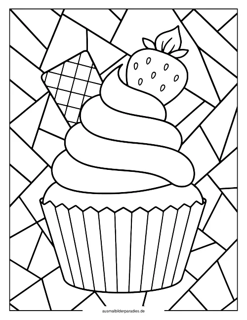 Cupcake Ausmalbild 31 - kostenlos zum Ausdrucken
