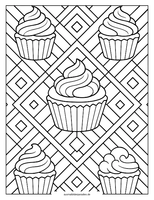 Cupcake Ausmalbild 4 - kostenlos zum Ausdrucken