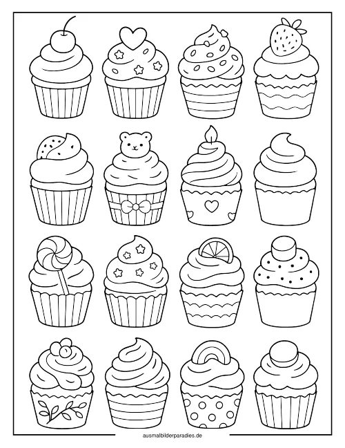 Cupcake Ausmalbild 5 - kostenlos zum Ausdrucken