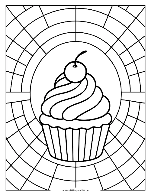 Cupcake Ausmalbild 6 - kostenlos zum Ausdrucken