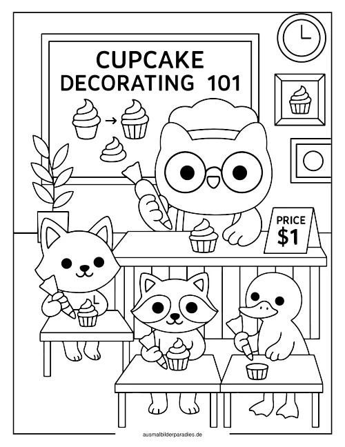 Cupcake Ausmalbild 7 - kostenlos zum Ausdrucken