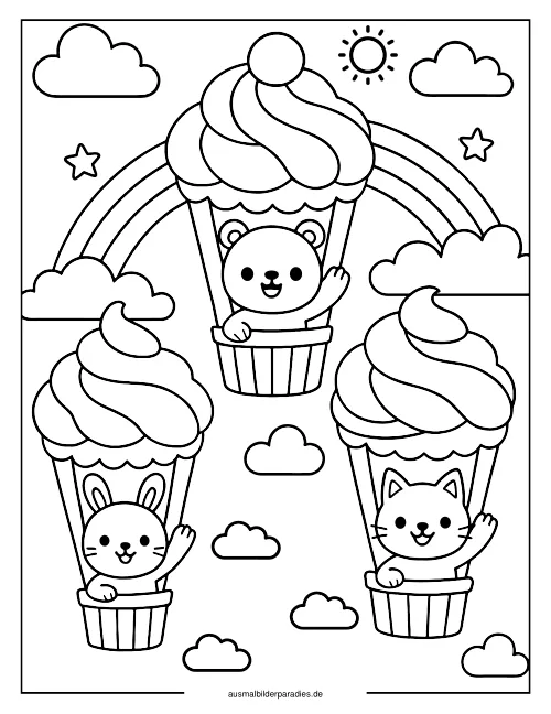 Cupcake Ausmalbild 8 - kostenlos zum Ausdrucken