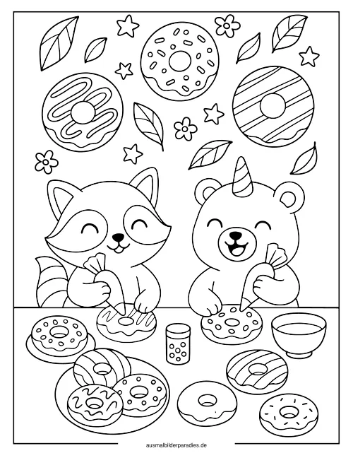 Donut Ausmalbild 11 als Gratis-PDF Donut Ausmalbild 11 - kostenlos zum Ausdrucken