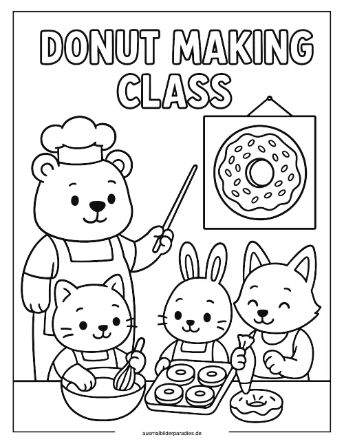 Donut Ausmalbild 13 als Gratis-PDF Donut Ausmalbild 13 - kostenlos zum Ausdrucken