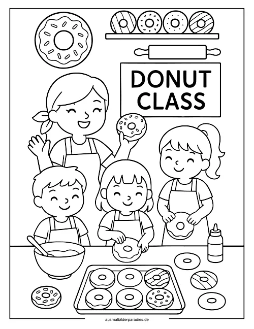 Donut Ausmalbild 16 als Gratis-PDF Donut Ausmalbild 16 - kostenlos zum Ausdrucken