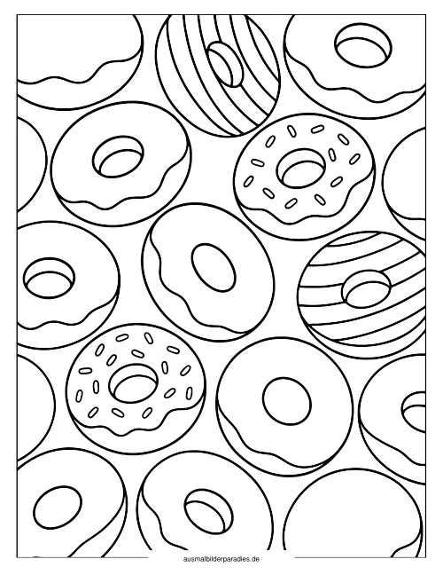 Donut Ausmalbild 17 als Gratis-PDF Donut Ausmalbild 17 - kostenlos zum Ausdrucken