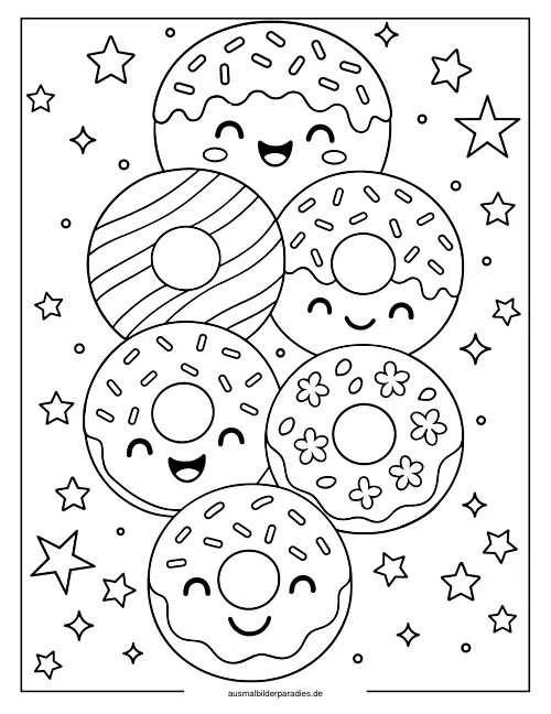 Donut Ausmalbild 19 als Gratis-PDF Donut Ausmalbild 19 - kostenlos zum Ausdrucken