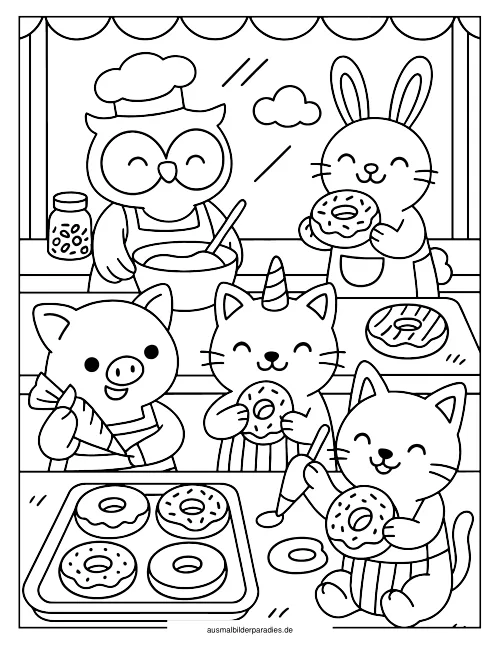 Donut Ausmalbild 23 als Gratis-PDF Donut Ausmalbild 23 - kostenlos zum Ausdrucken