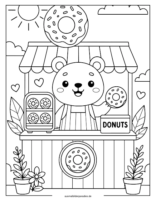 Donut Ausmalbild 24 als Gratis-PDF Donut Ausmalbild 24 - kostenlos zum Ausdrucken