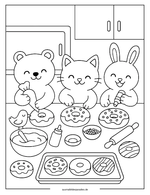 Donut Ausmalbild 32 als Gratis-PDF Donut Ausmalbild 32 - kostenlos zum Ausdrucken
