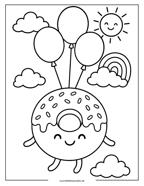 Donut Ausmalbild 9 als Gratis-PDF Donut Ausmalbild 9 - kostenlos zum Ausdrucken