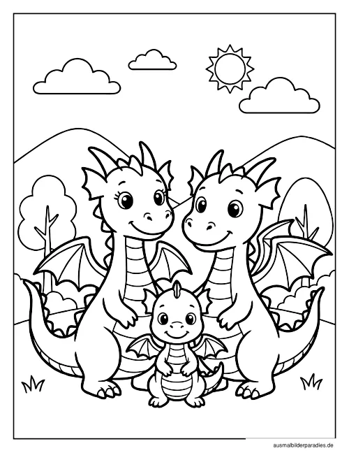 Drache Ausmalbild 10 - kostenlos zum Ausdrucken