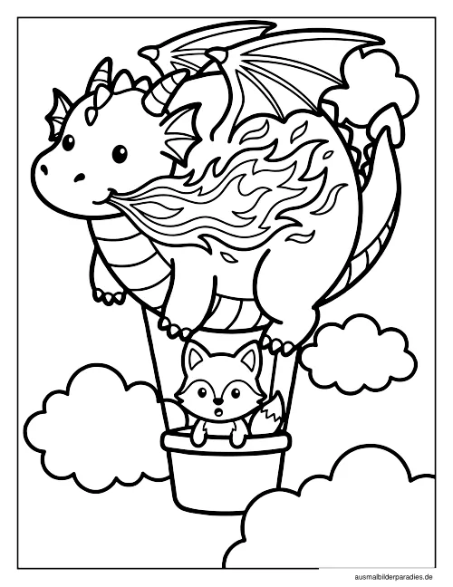 Drache Ausmalbild 12 - kostenlos zum Ausdrucken