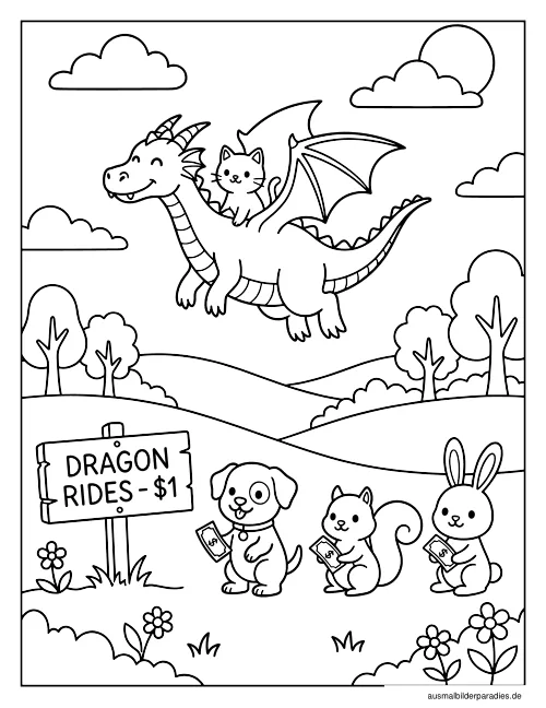 Drache Ausmalbild 14 - kostenlos zum Ausdrucken