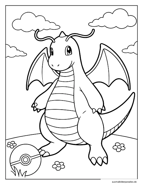 Drache Ausmalbild 18 - kostenlos zum Ausdrucken