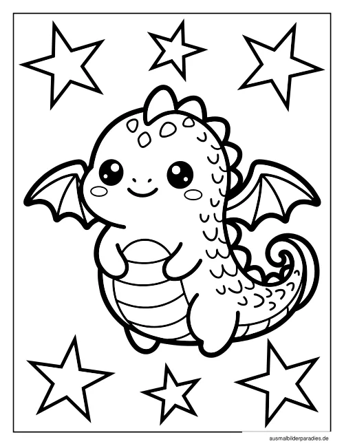 Drache Ausmalbild 7 - kostenlos zum Ausdrucken