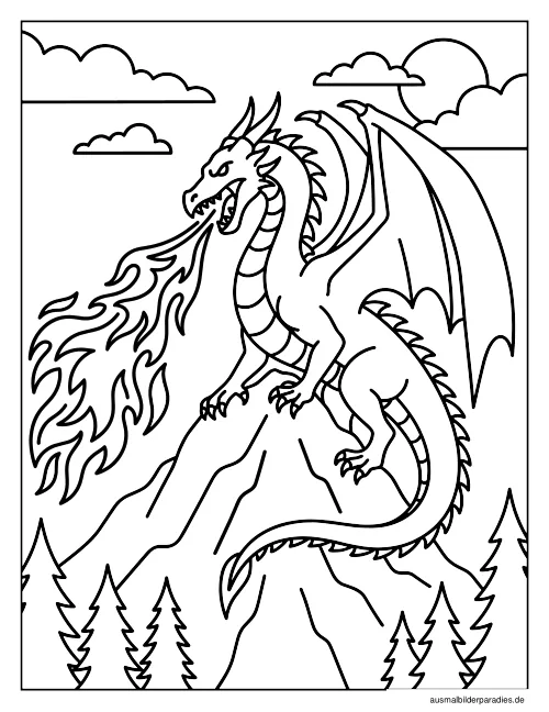 Drache Ausmalbild 9 - kostenlos zum Ausdrucken