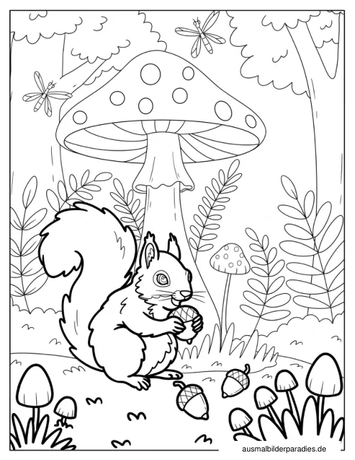 Eichhörnchen Ausmalbild 19 - kostenlos zum Ausdrucken