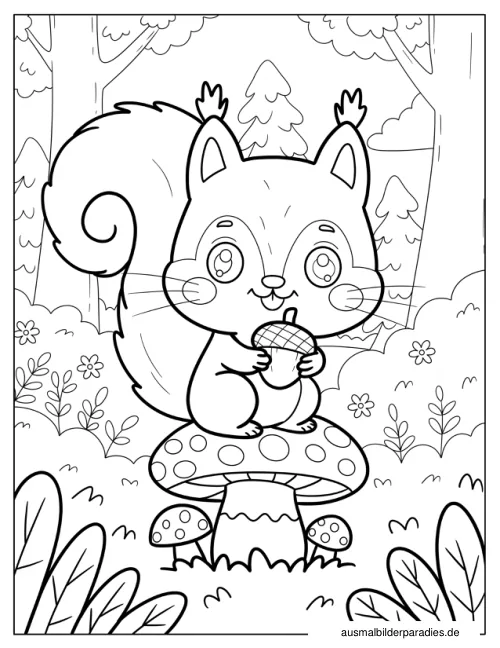 Eichhörnchen Ausmalbild 2 - kostenlos zum Ausdrucken