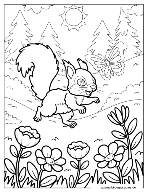 Eichhörnchen Ausmalbild 28 - kostenlos zum Ausdrucken