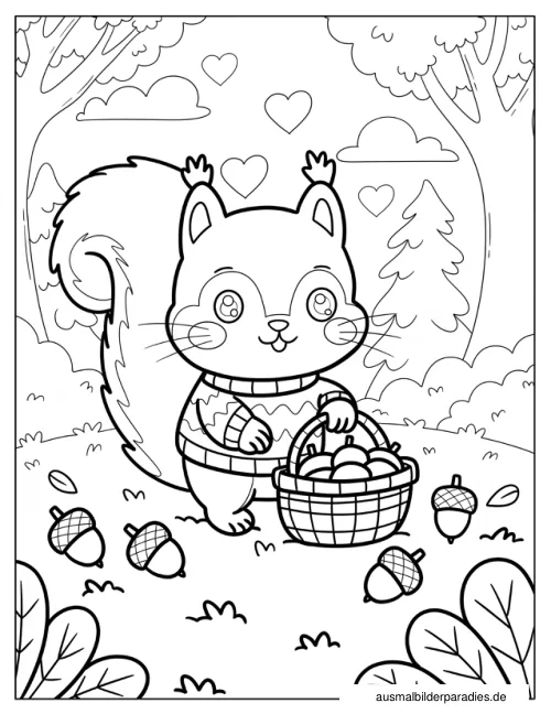 Eichhörnchen Ausmalbild 8 - kostenlos zum Ausdrucken