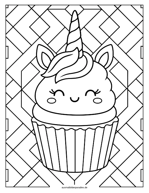 Einhorn Torte Ausmalbild 10 - kostenlos zum Ausdrucken