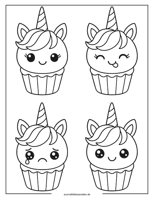 Einhorn Torte Ausmalbild 12 - kostenlos zum Ausdrucken