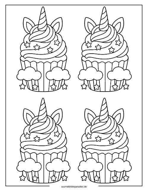 Einhorn Torte Ausmalbild 13 - kostenlos zum Ausdrucken