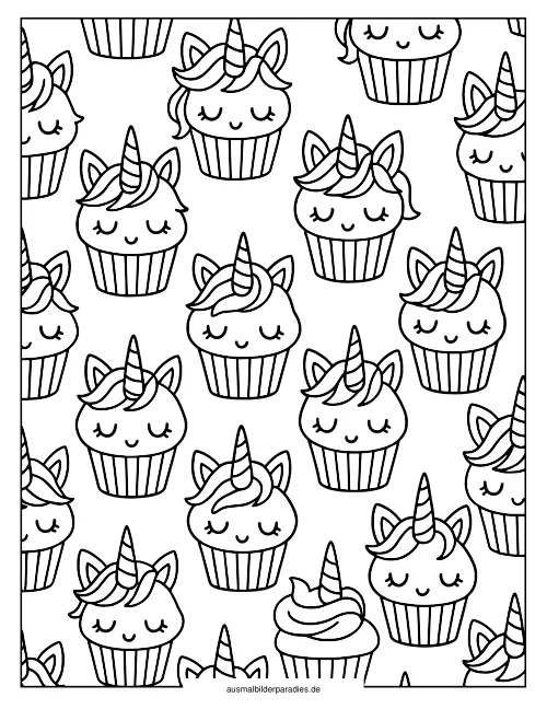 Einhorn Torte Ausmalbild 19 - kostenlos zum Ausdrucken