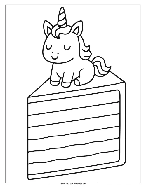 Einhorn Torte Ausmalbild 20 - kostenlos zum Ausdrucken