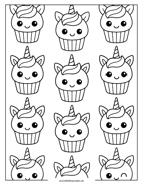 Einhorn Torte Ausmalbild 21 - kostenlos zum Ausdrucken