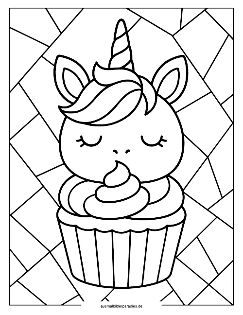 Einhorn Torte Ausmalbild 25 - kostenlos zum Ausdrucken