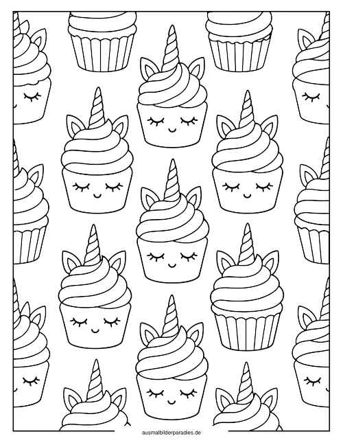 Einhorn Torte Ausmalbild 31 - kostenlos zum Ausdrucken