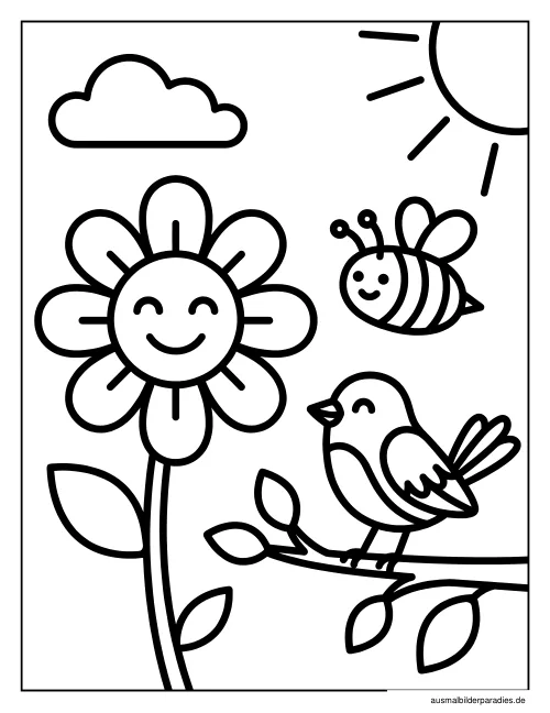 Frühling Ausmalbild 11 - kostenlos zum Ausdrucken