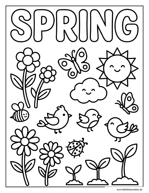 Frühling Ausmalbild 14 - kostenlos zum Ausdrucken