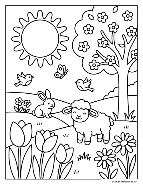 Frühling Ausmalbild 15 - kostenlos zum Ausdrucken