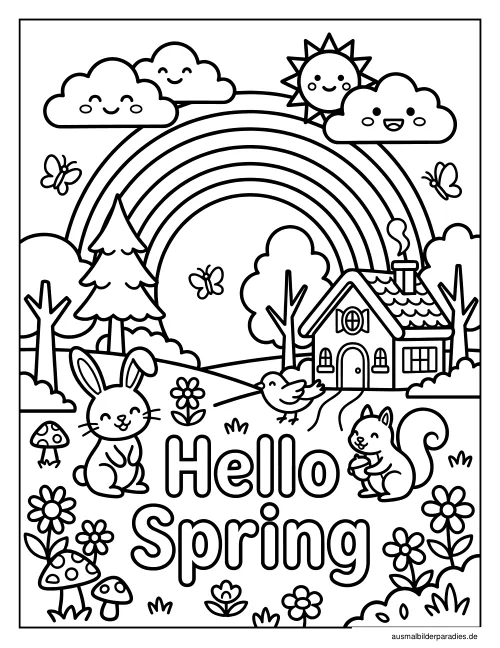 Frühling Ausmalbild 2 - kostenlos zum Ausdrucken