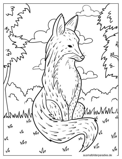 Fuchs Ausmalbild 21 - kostenlos zum Ausdrucken