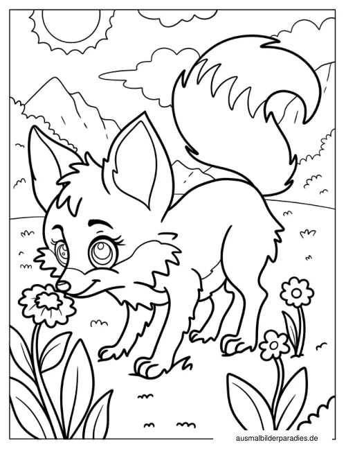 Fuchs Ausmalbild 4 - kostenlos zum Ausdrucken