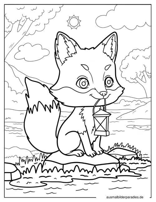Fuchs Ausmalbild 5 - kostenlos zum Ausdrucken