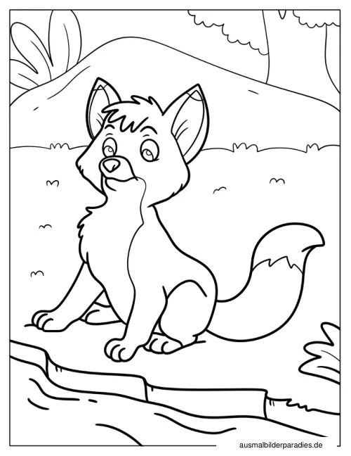 Fuchs Ausmalbild 6 - kostenlos zum Ausdrucken