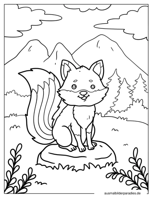 Fuchs Ausmalbild 8 - kostenlos zum Ausdrucken