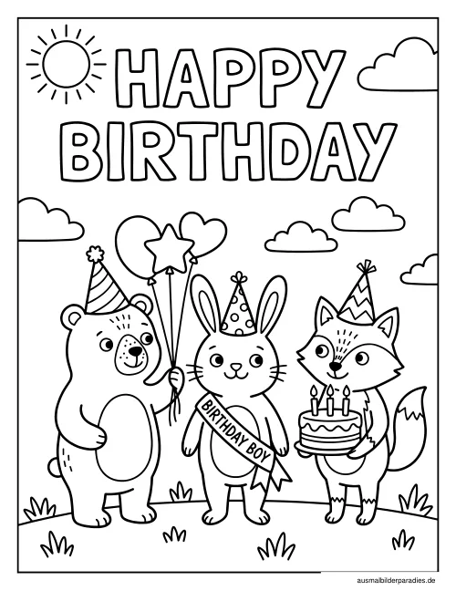 Geburtstag Ausmalbild 10 - kostenlos zum Ausdrucken