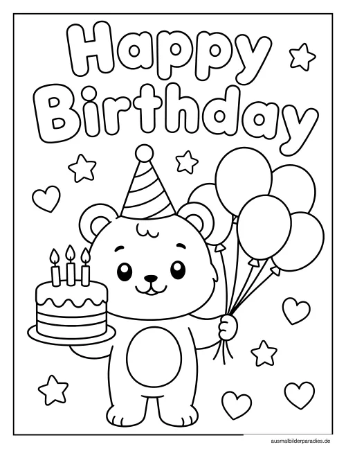 Geburtstag Ausmalbild 11 - kostenlos zum Ausdrucken