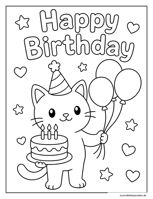 Geburtstag Ausmalbild 12 - kostenlos zum Ausdrucken