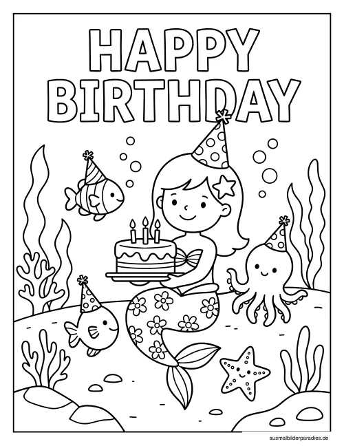 Geburtstag Ausmalbild 15 - kostenlos zum Ausdrucken