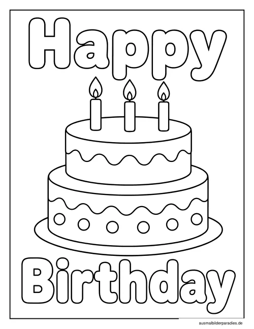 Geburtstag Ausmalbild 17 - kostenlos zum Ausdrucken
