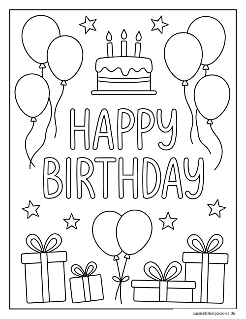 Geburtstag Ausmalbild 18 - kostenlos zum Ausdrucken