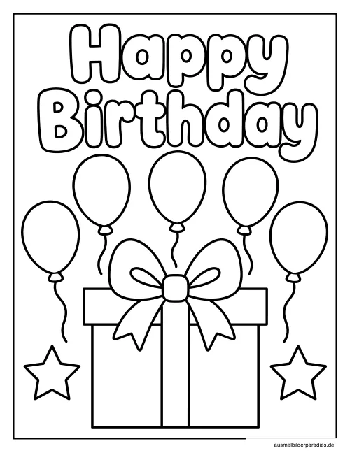 Geburtstag Ausmalbild 19 - kostenlos zum Ausdrucken