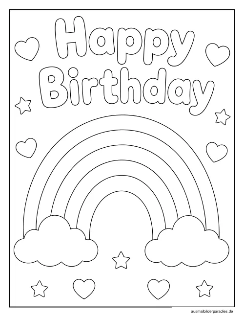 Geburtstag Ausmalbild 2 - kostenlos zum Ausdrucken